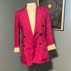 Theory hot pink linen blazer